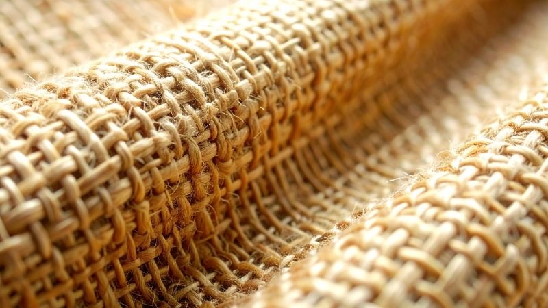 Sanglage en jute tendu sur un fauteuil avant la pose du garnissage